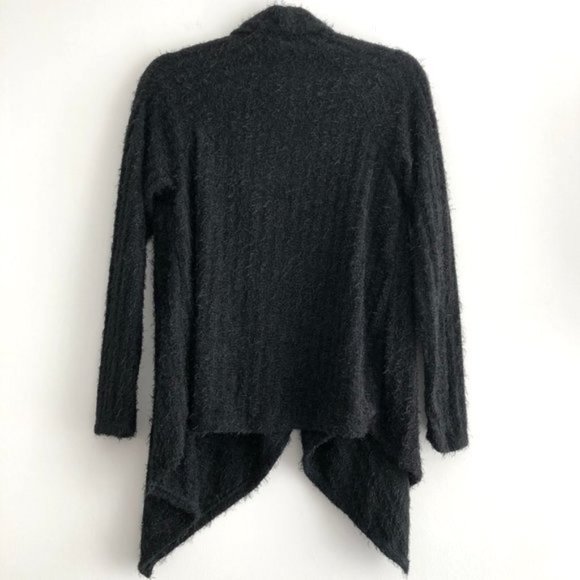New Xhilaration Eyelash Knit Draped Open Front Cardigan Sweater Black Size XS - Picture 9 of 13